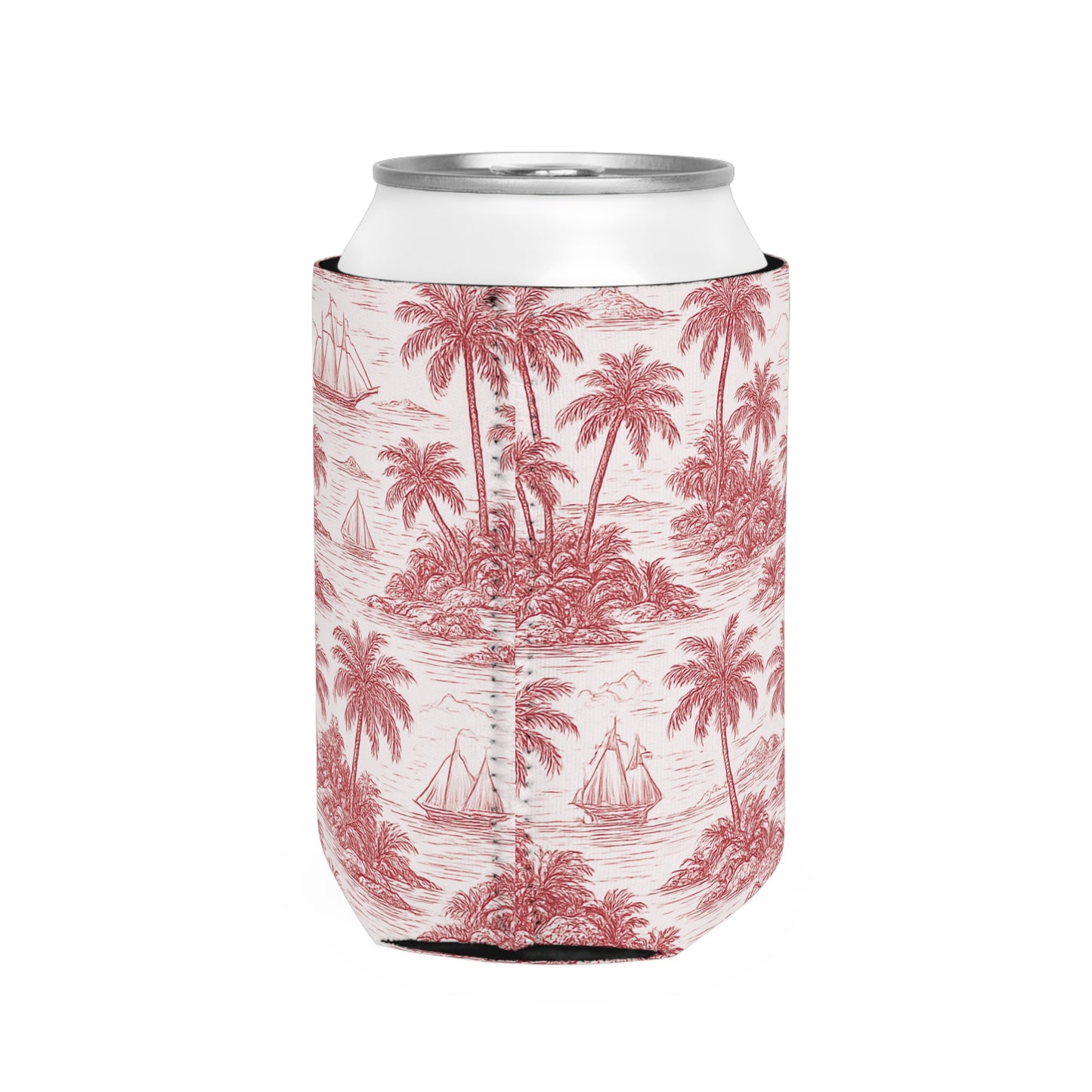 Faraway Toile/Red Can Cooler Sleeve - Perfect for Outdoor Picnics