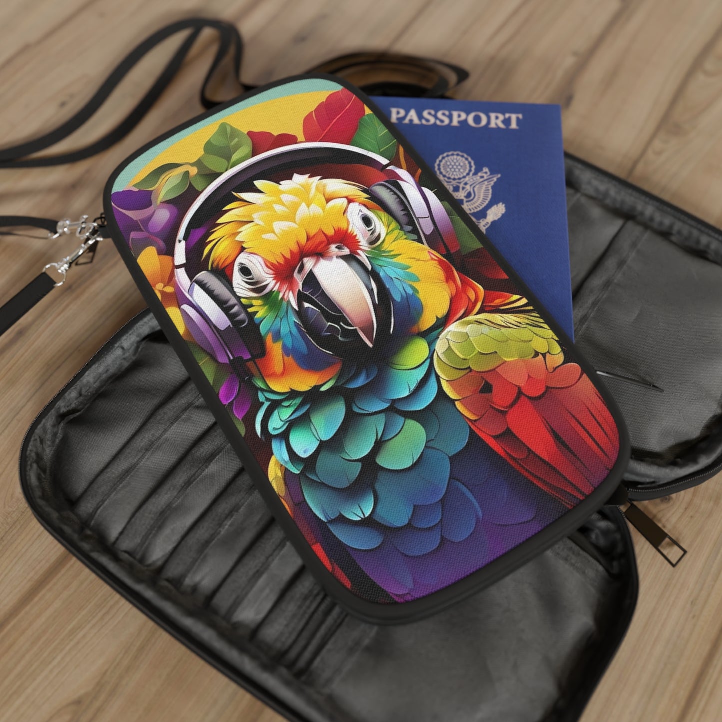 Passport Wallet – Perfect for Travelers & Adventurers / Rockin' Out Parrot