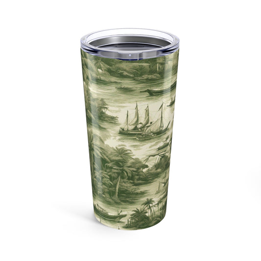 20oz Tropical Glossy Tumbler - Tropical Toile, Green