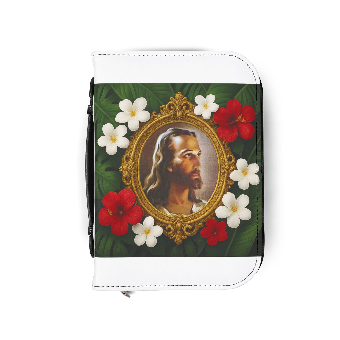 Tropical Jesus Bible Cover, White / Floral Bible Cover Protector, Christian Church Accessories