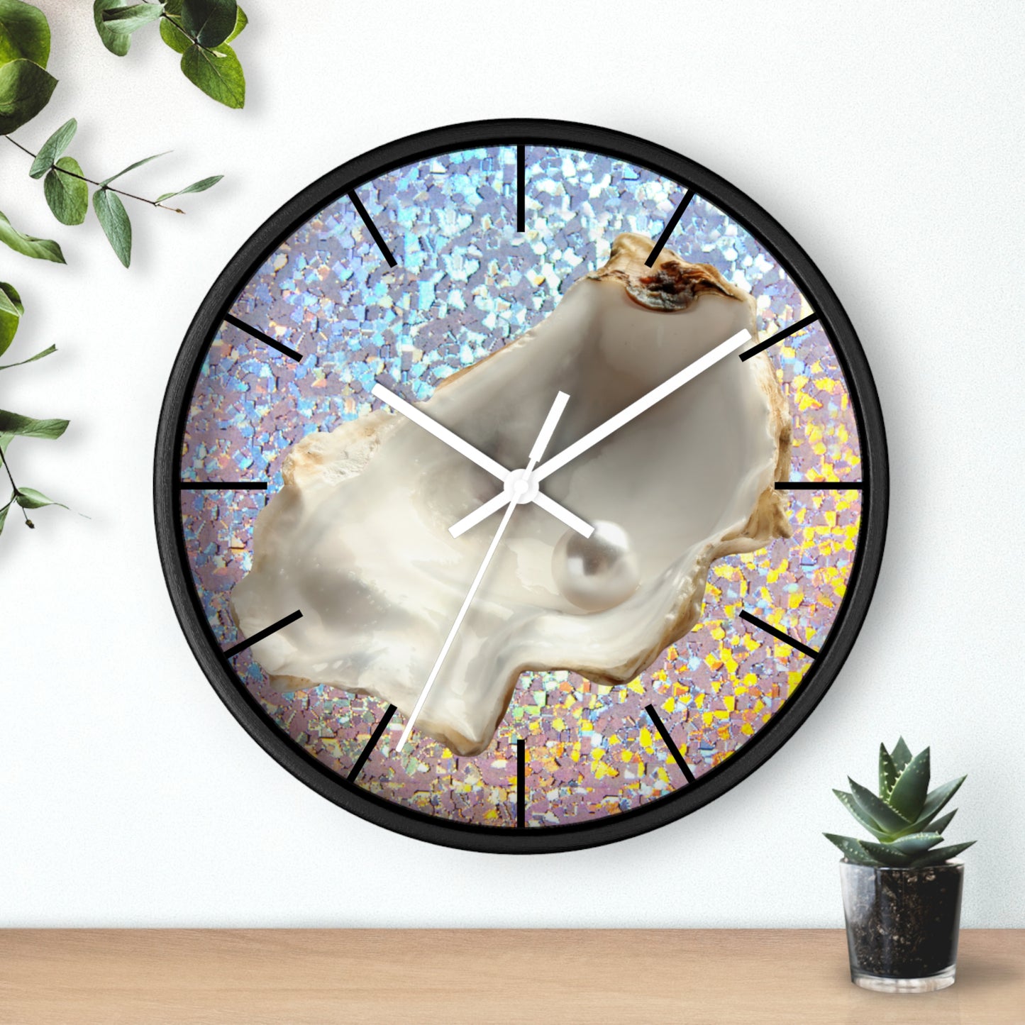 Wall Clock, Disco White Pearl Oyster, Hands/Base Variants