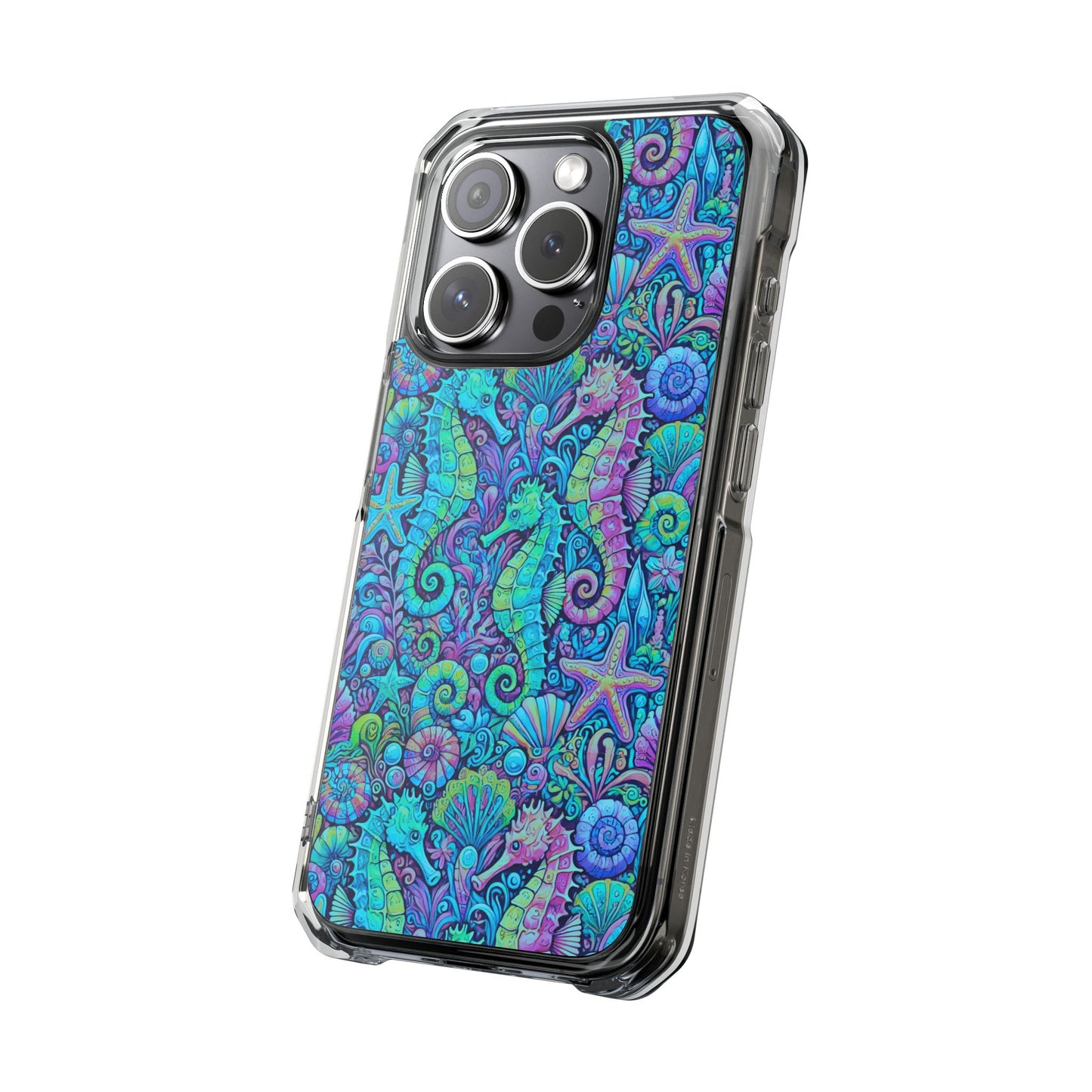 Seahorses/Turquoise POP Magnetic Clear Phone Case, Many Models
