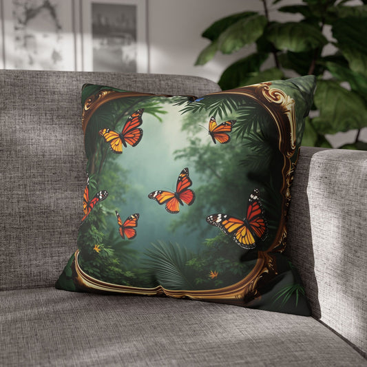 Faux Suede Square Pillowcase - Framed Monarch Gathering