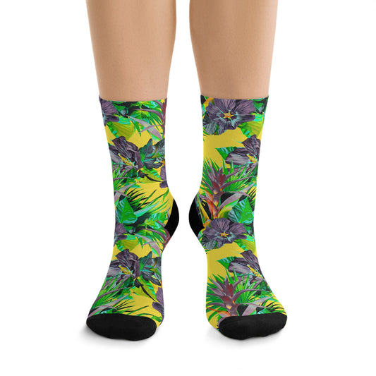 Recycled Poly Socks, Plant-Palooza, yellow