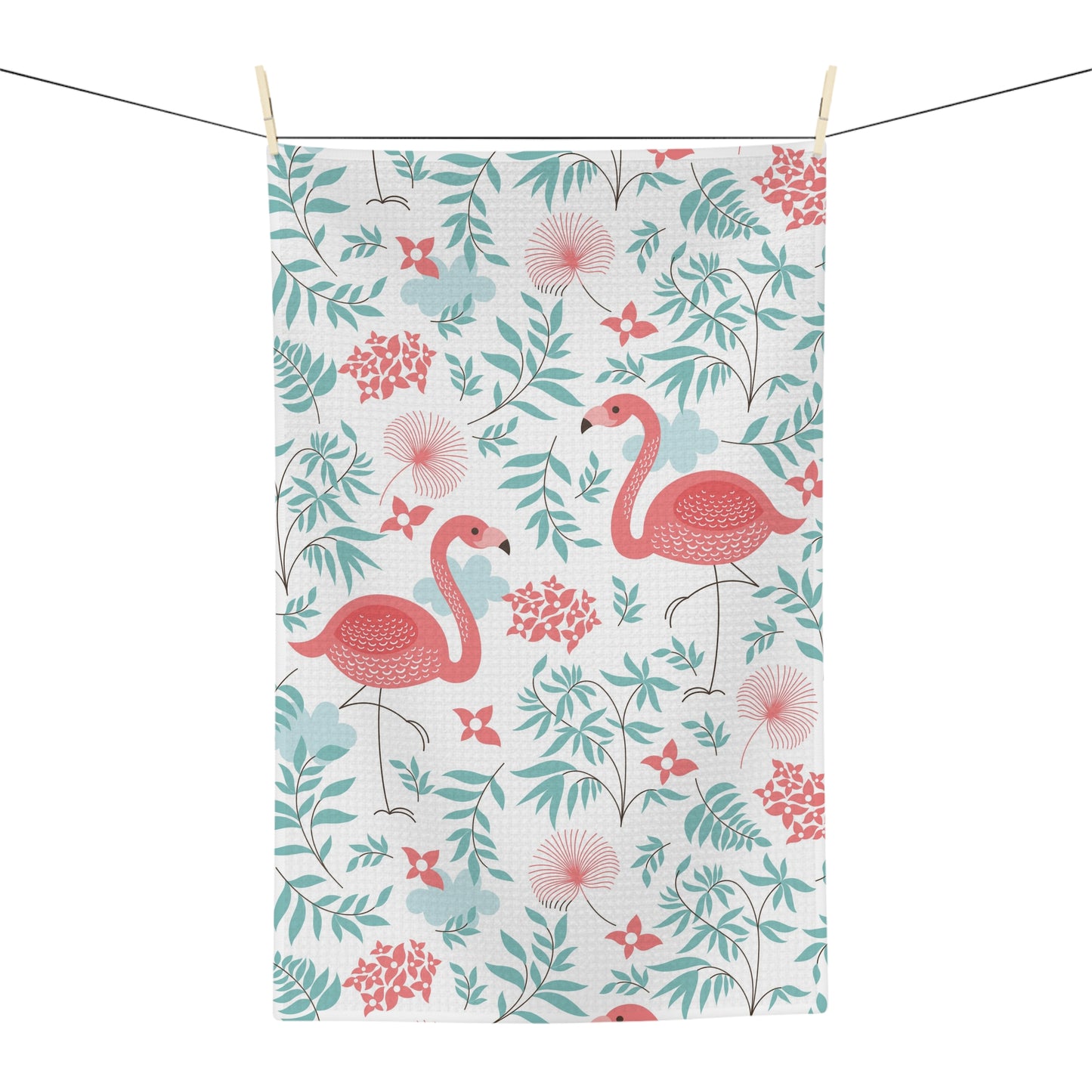 Tropical Microfiber Coffee/Tea Towel – Flamingo & Palm Fronds