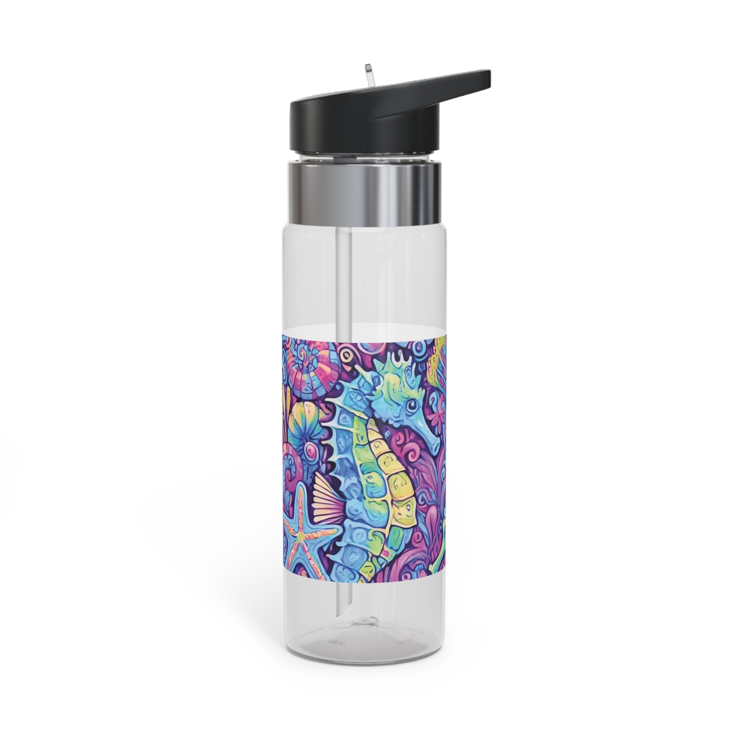 Tropical 20oz Tritan Sport Water Bottle -  Leakproof, Lightweight, BPA-Free / Seahorse Trio, Fantasy Pop