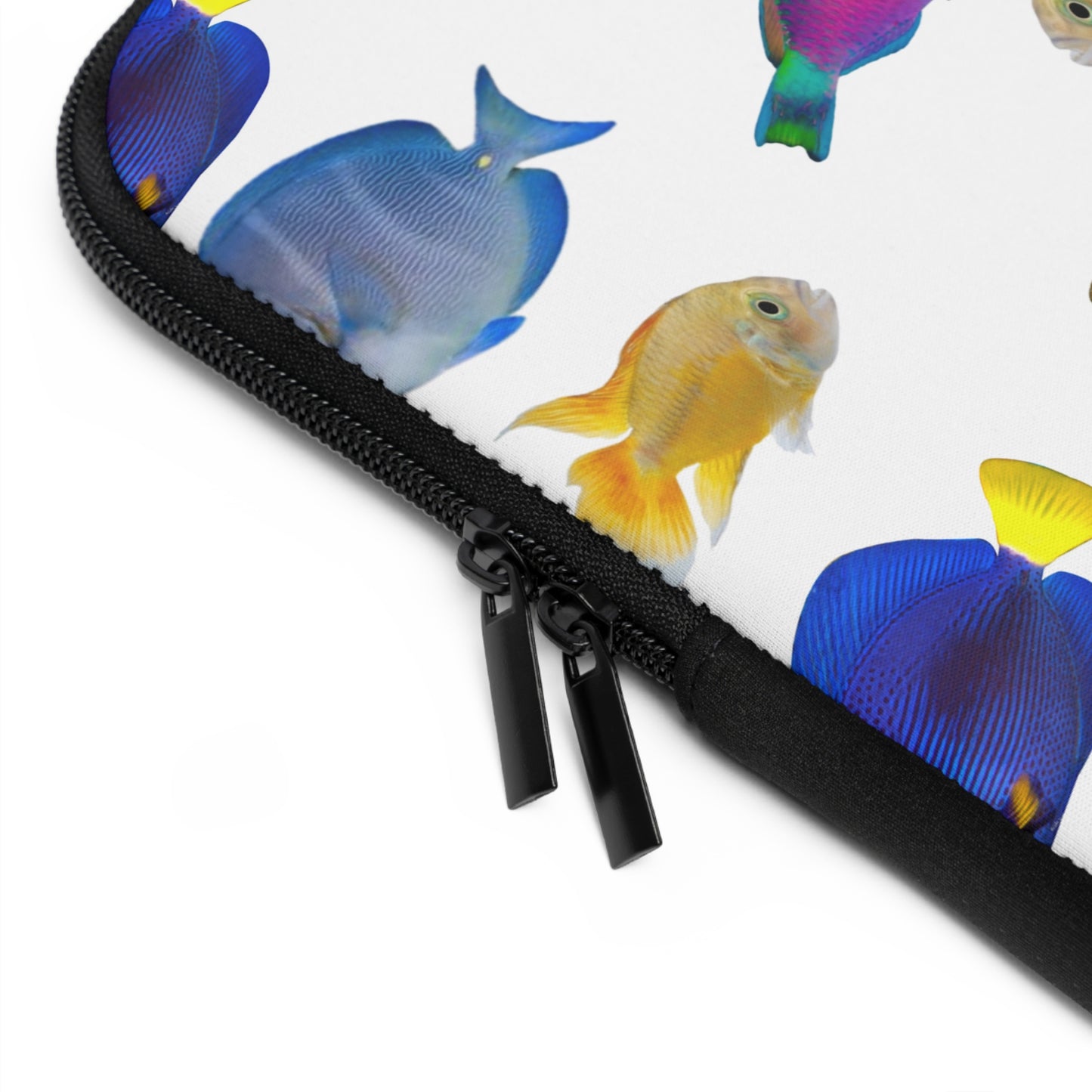 Tropical Laptop Sleeve, 5 Sizes - Perfect for Beach Lovers & Students / School of Fish, White