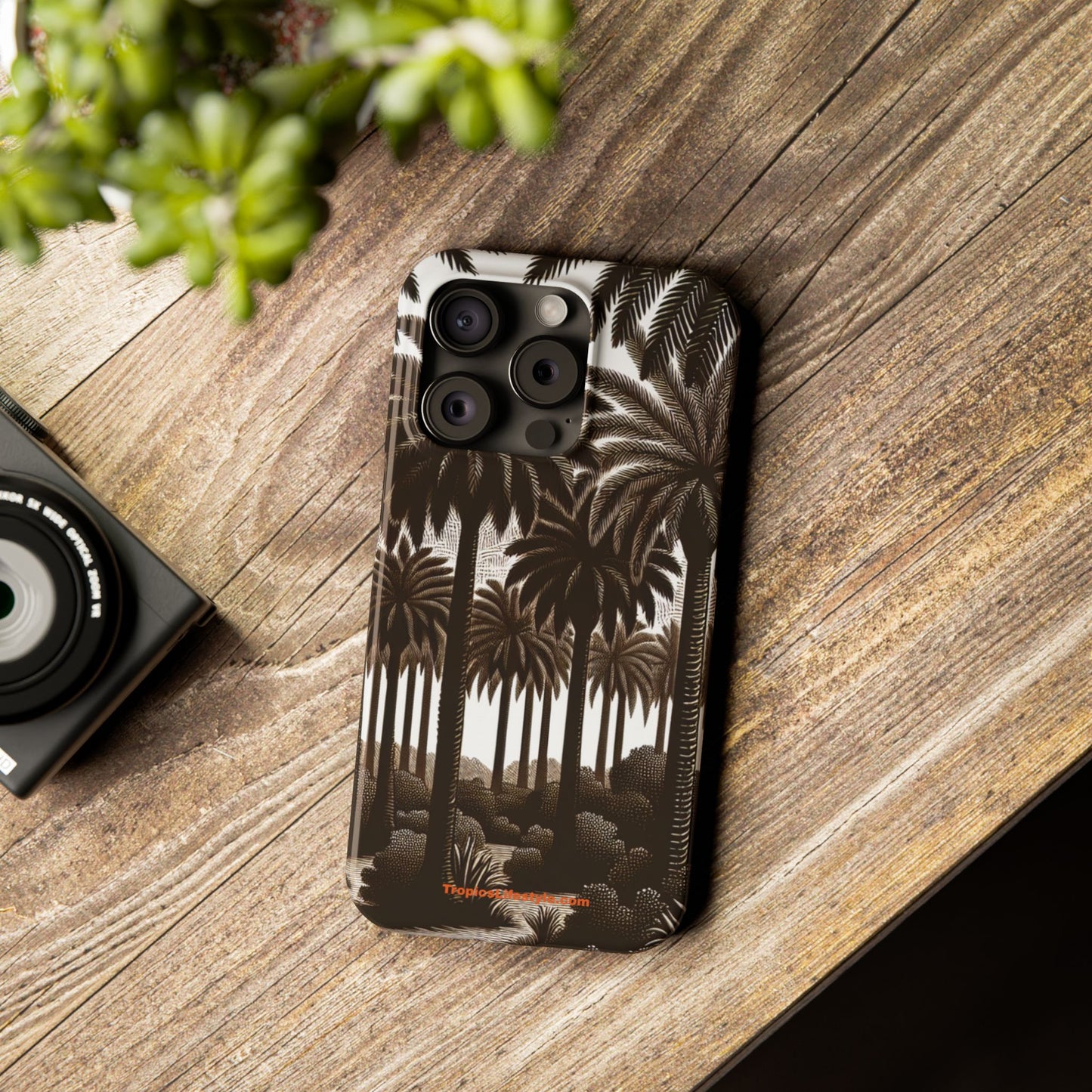 Slim Phone Cases - Woodcut Palm Grove