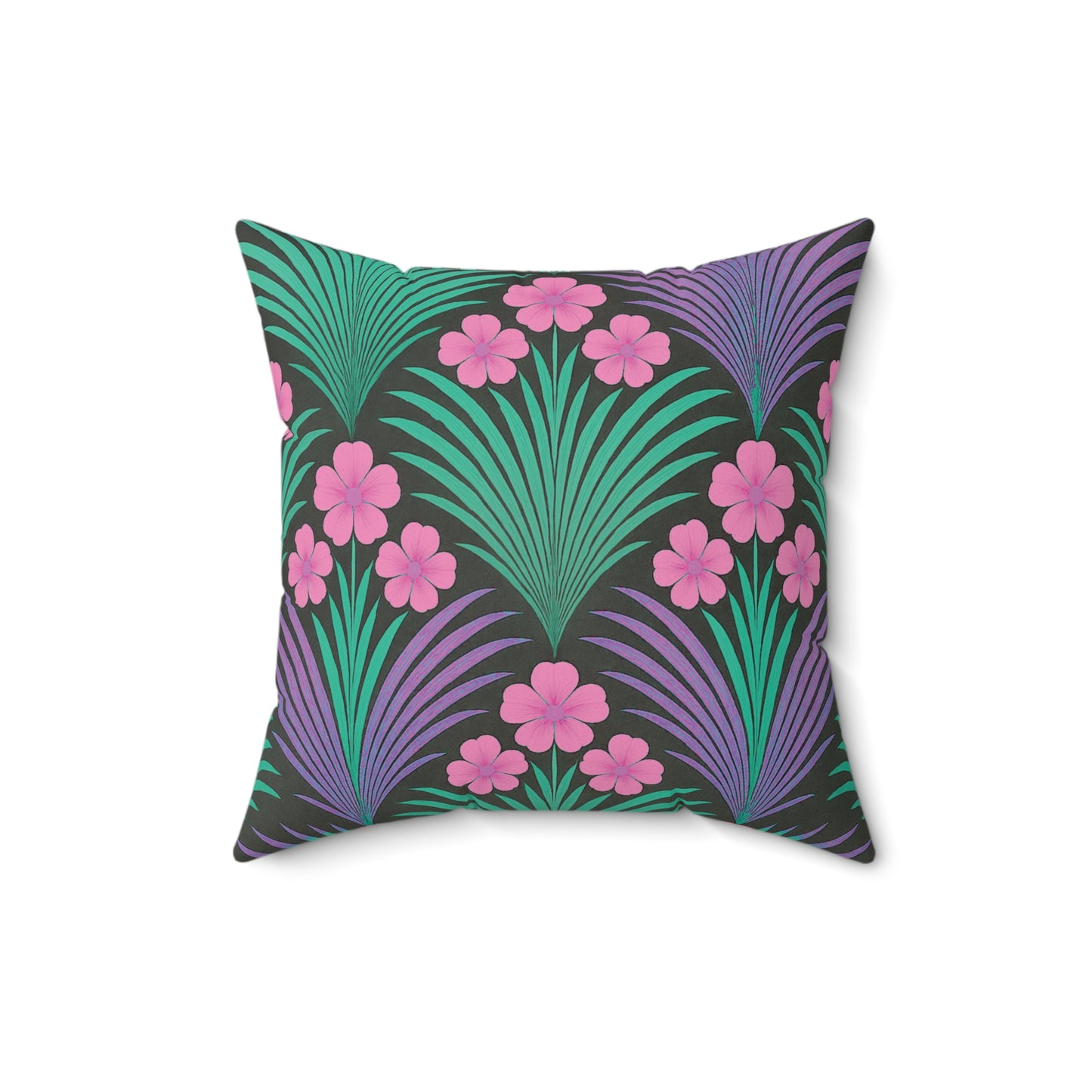 Decorative Pillow - Accent Cushion, 4 Sizes / Midnight Hibiscus Deco/Pink