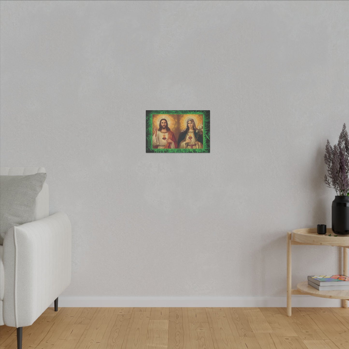 "Tropical Glow Jesus and Mary" Religious Canvas Artwork - Stretched Canvas Print / Byzantine Icons