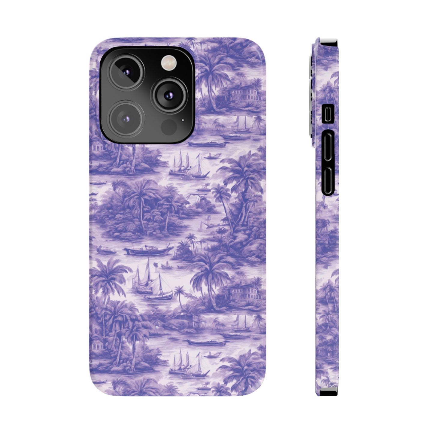 Slim Phone Cases - Tropical Toile #1, purple