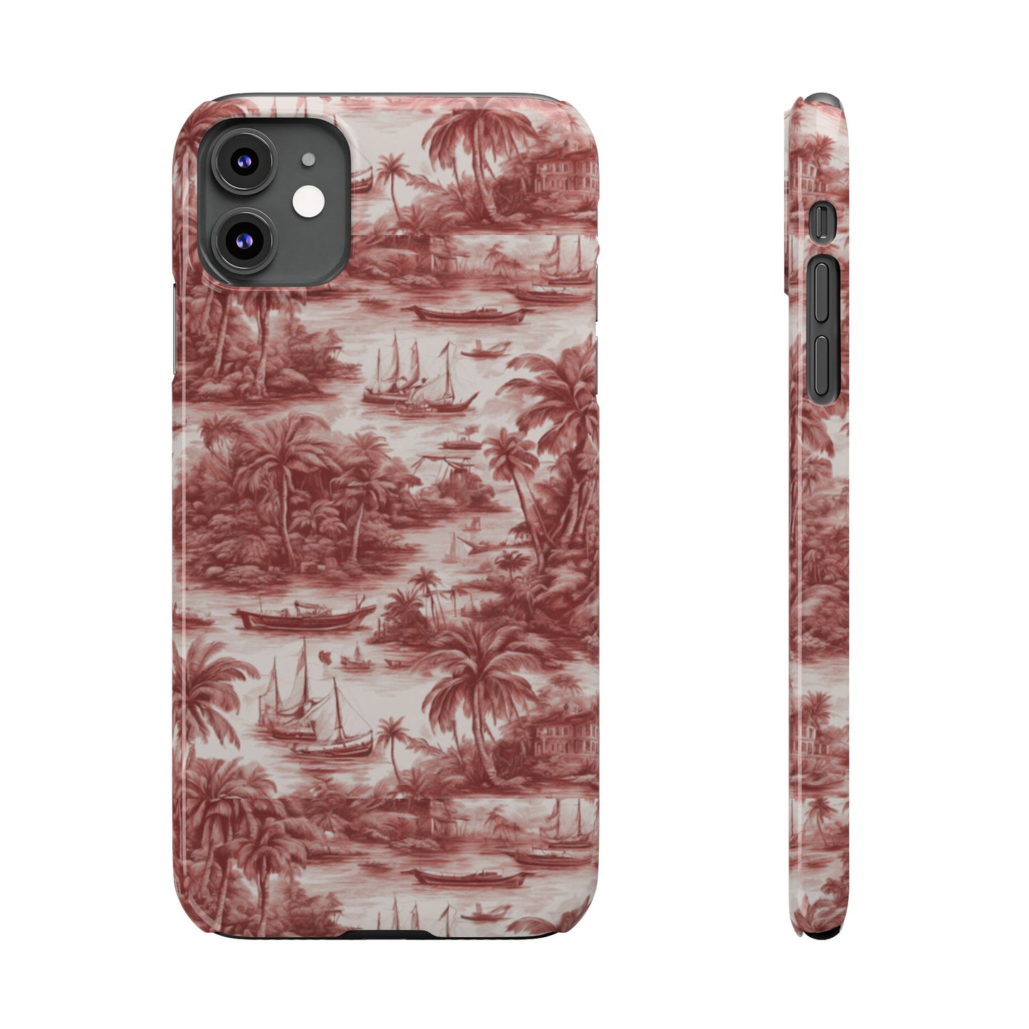 Slim Phone Cases - Tropical Toile #1, russet