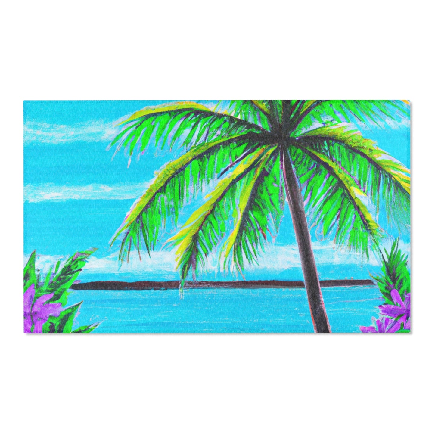 Tropical Paradise Area Rug, 3 Sizes - Vibrant Design / Calm Beach