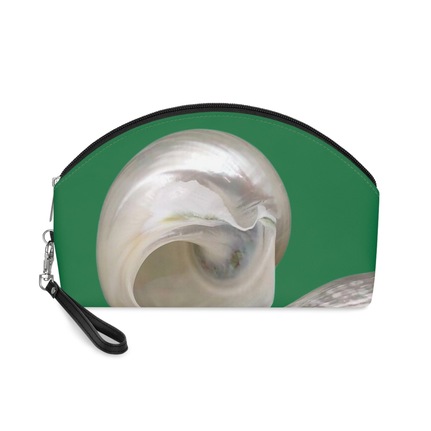 Makeup Bag - White Nautilus Trio, MACRO dark green