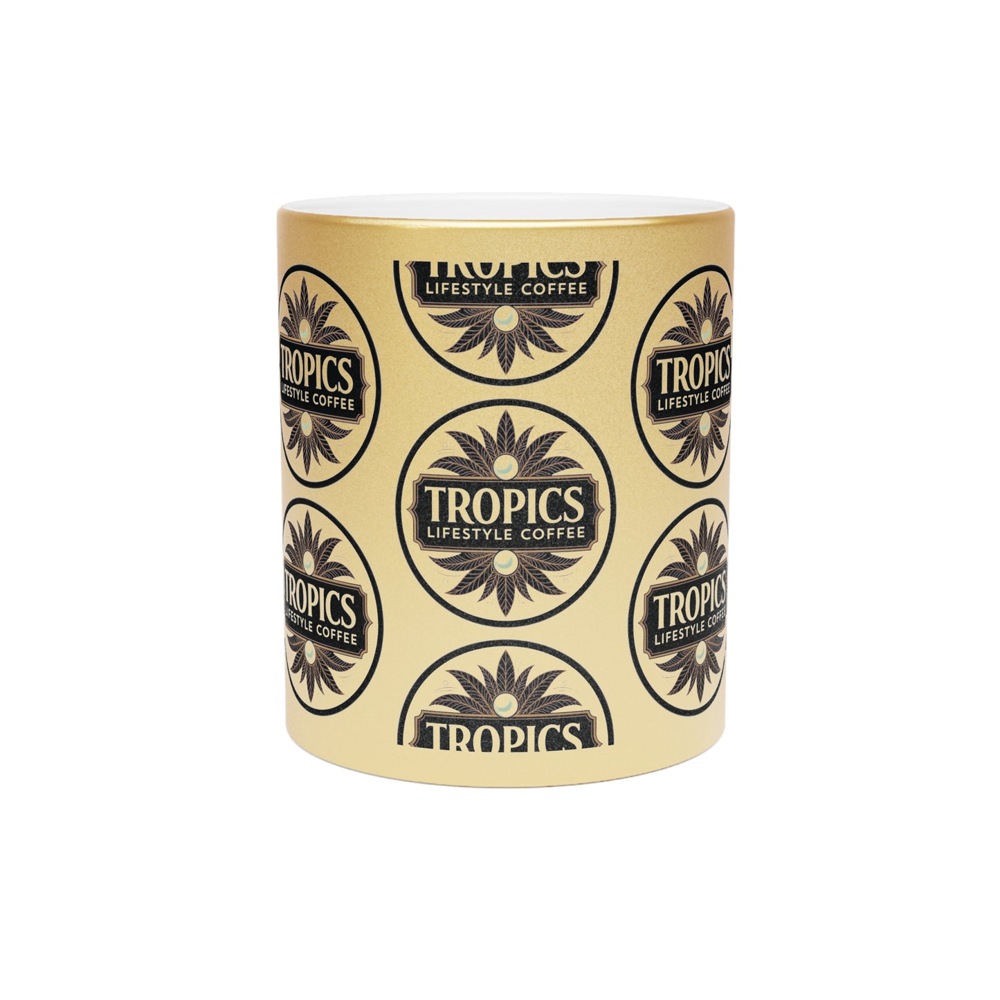 Tropical Metallic Mug, Gold or Silver - Tropics Lifestyle Coffee Logo