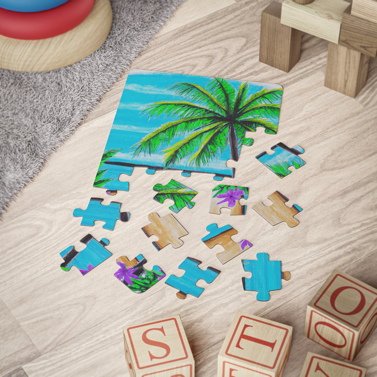 Tropical Kids' Puzzle, 2 Styles - 30-Piece Puzzle for Fun and Learning / Calm Beach