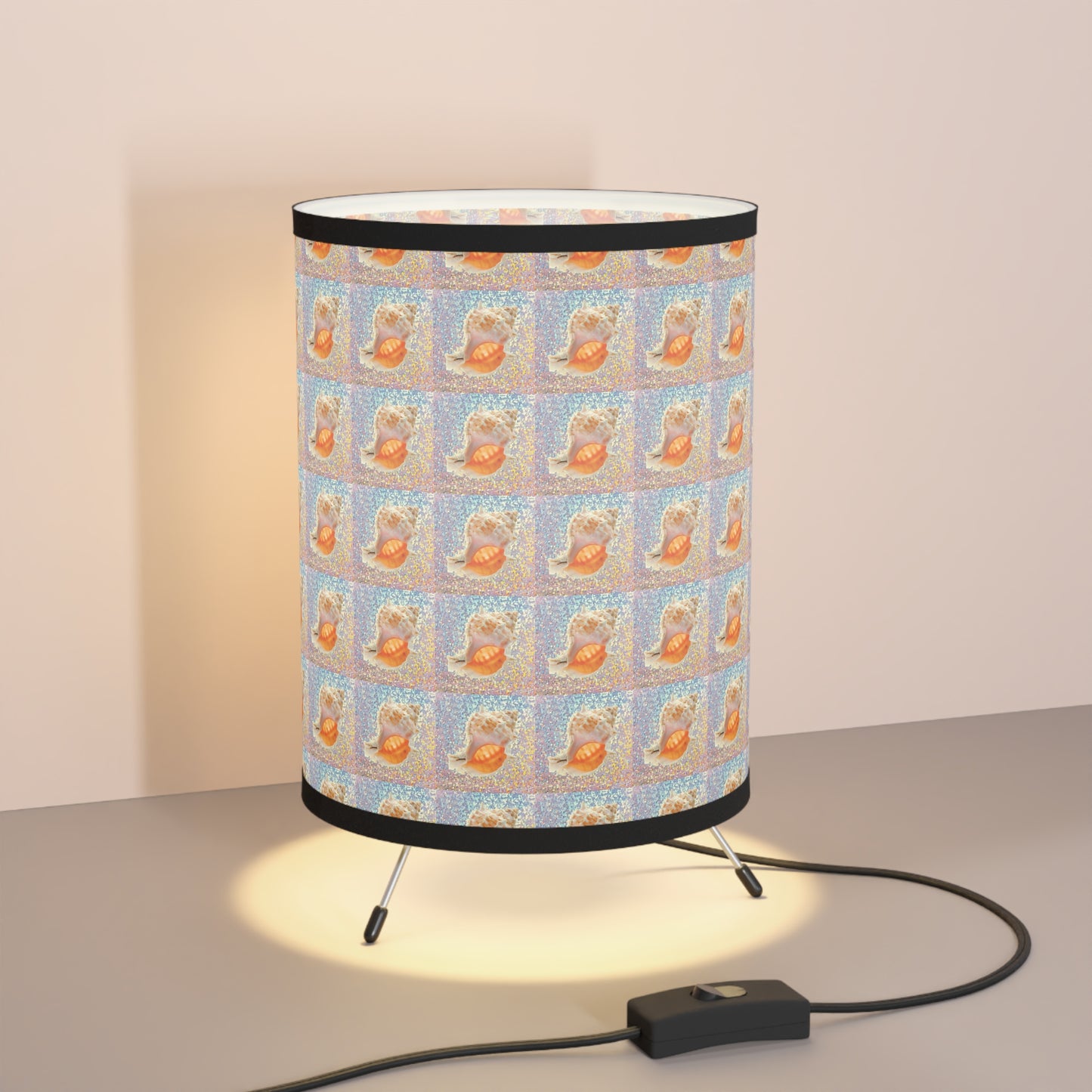 Disco Conch Shell Tripod Lamp with Artistic High-Res Shade - Perfect for Home Décor