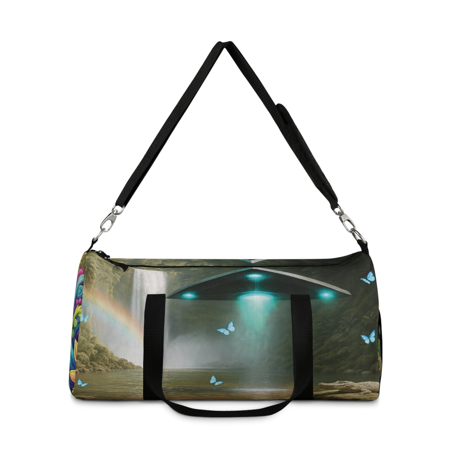 Tropical Duffel Bag - Perfect for Travel and Gym / UFO and Waterfall