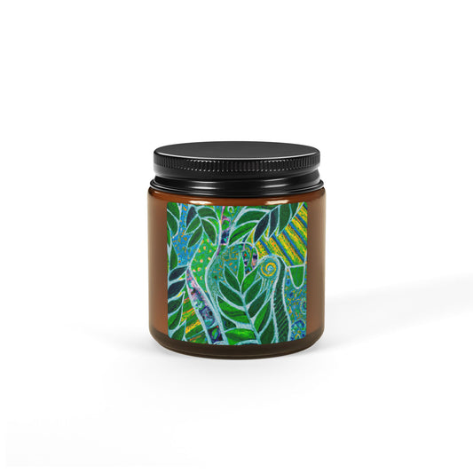 Soy Candle in Amber Jar - Multi-Size / Amazon Whimsy, Green