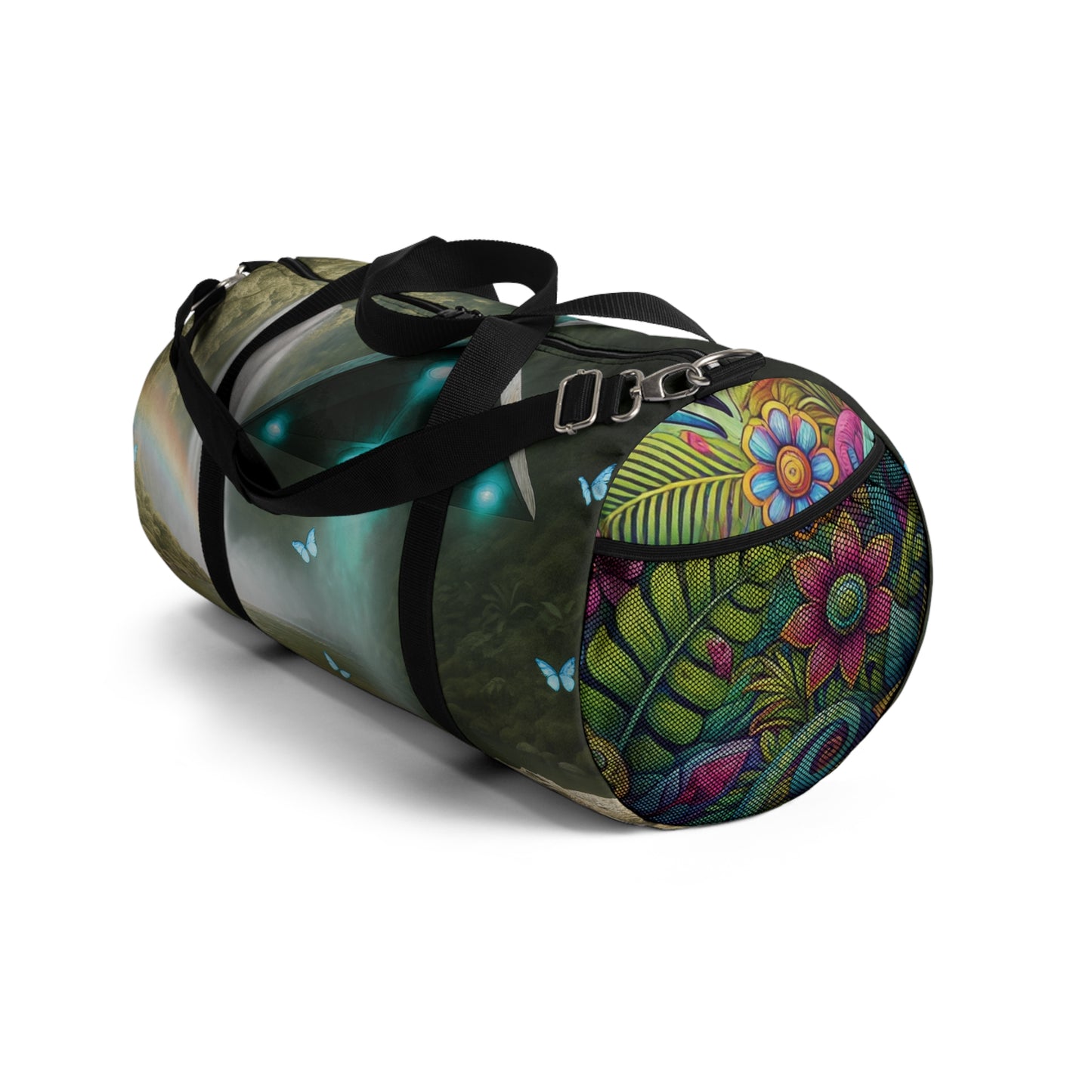 Tropical Duffel Bag - Perfect for Travel and Gym / UFO and Waterfall