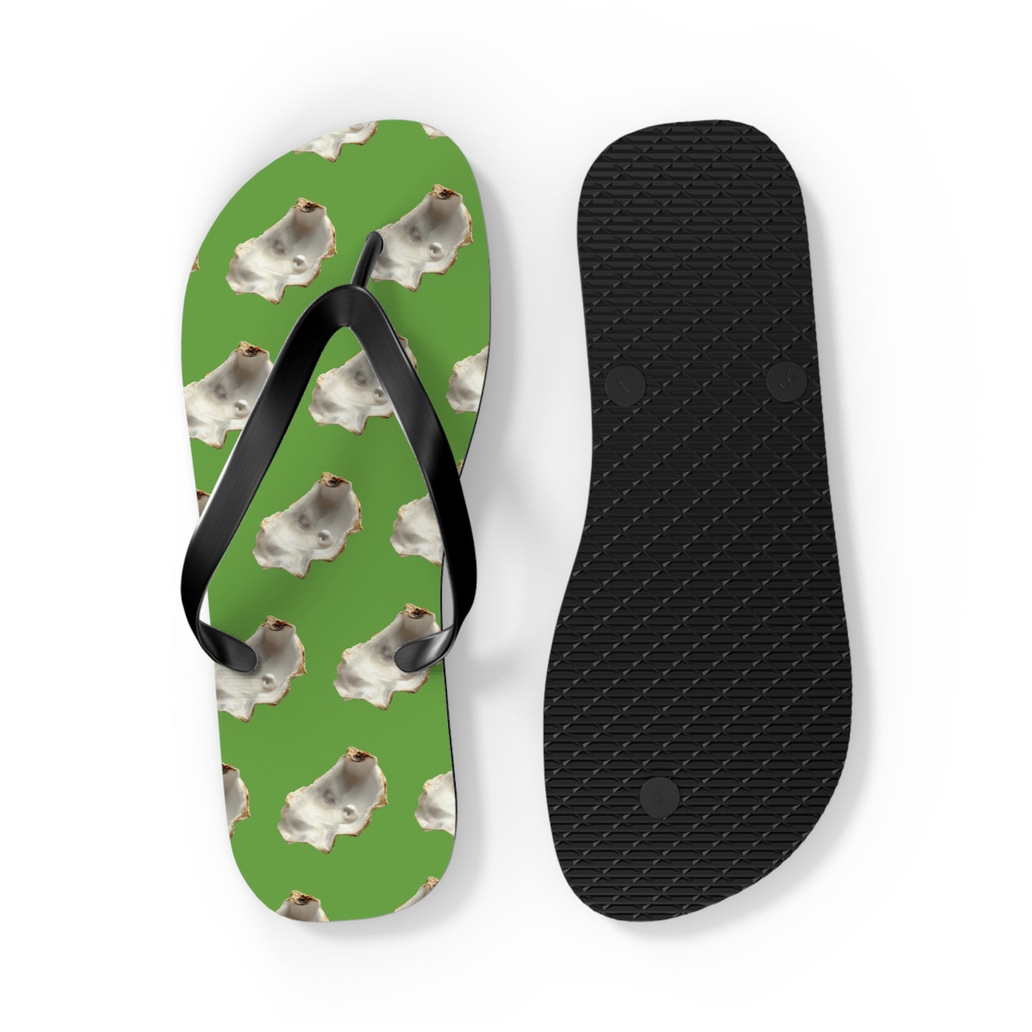 Flip Flops - White Pearl Oyster, green