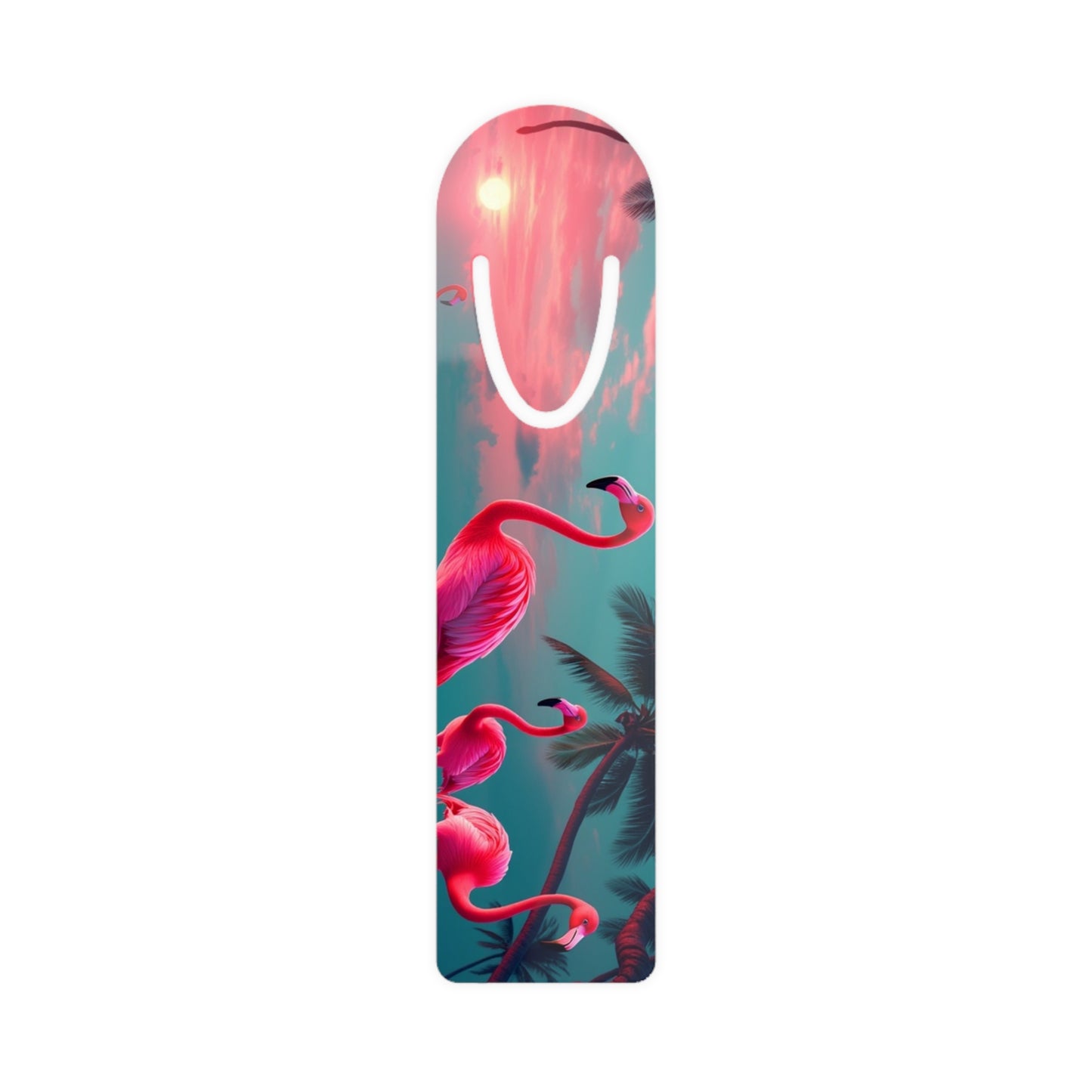 Bookmark - Aluminum, Neon Flamingos at Night