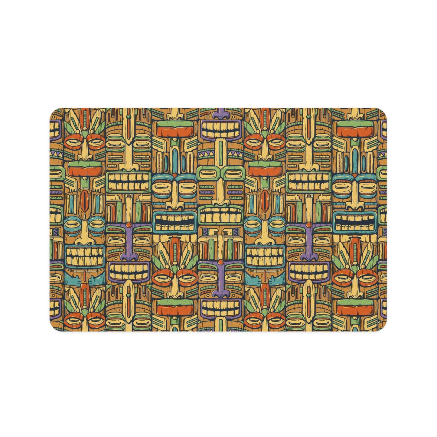 Pet Food Mat (12x18), Colorful Tiki Party