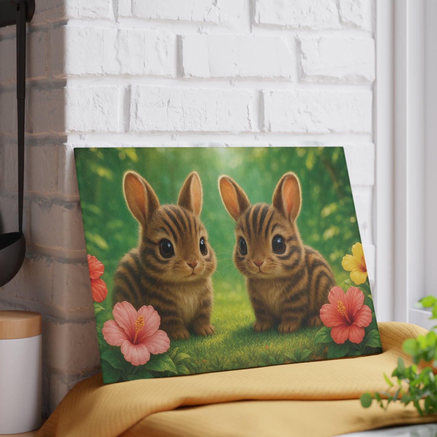 Glass Cutting Board, 2 sizes - Baby Sumatran Rabbits