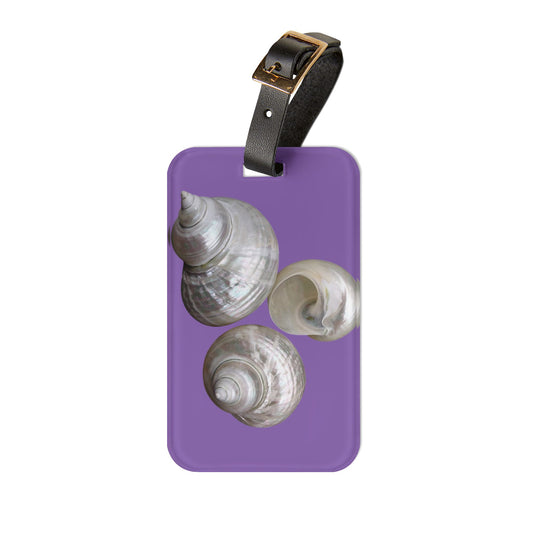 Luggage Tag - White Nautilus Trio, purple