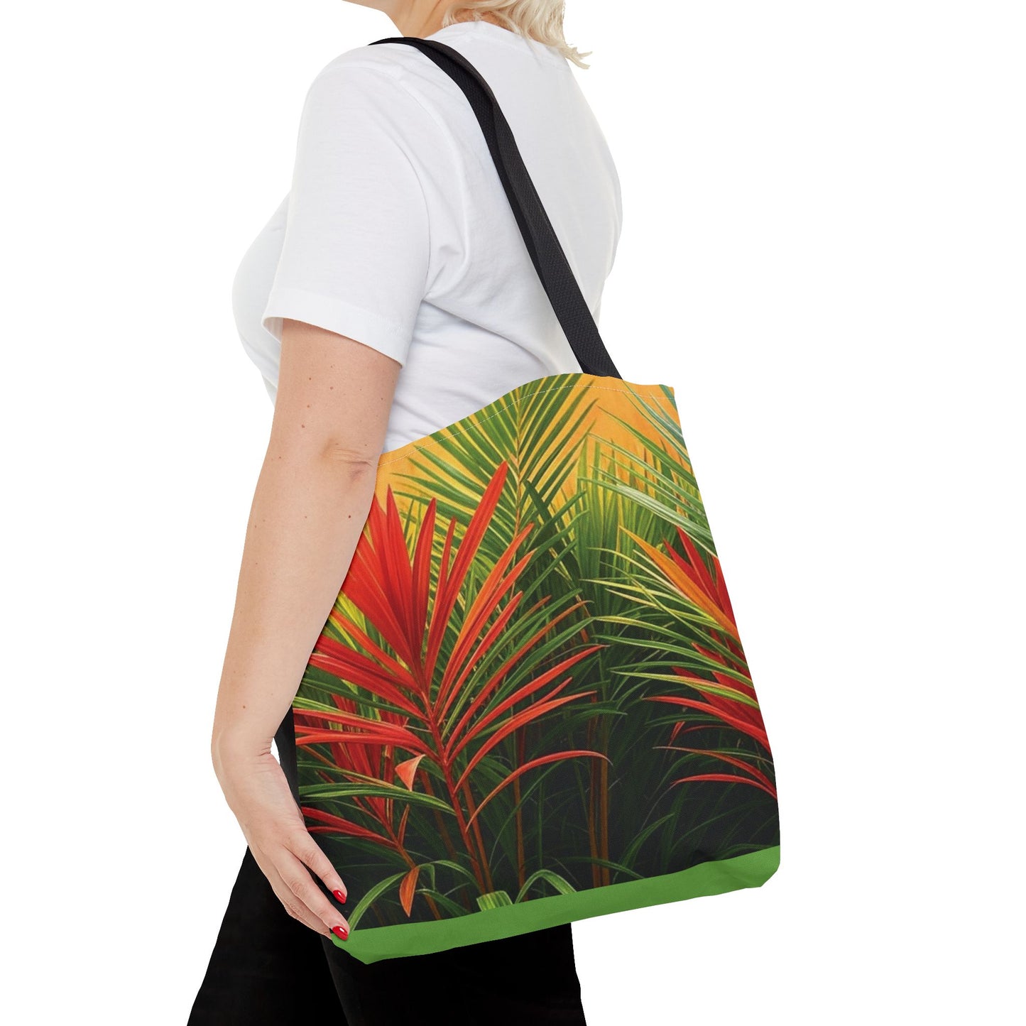 Red Flame Palm Tote Bag - 3 Sizes