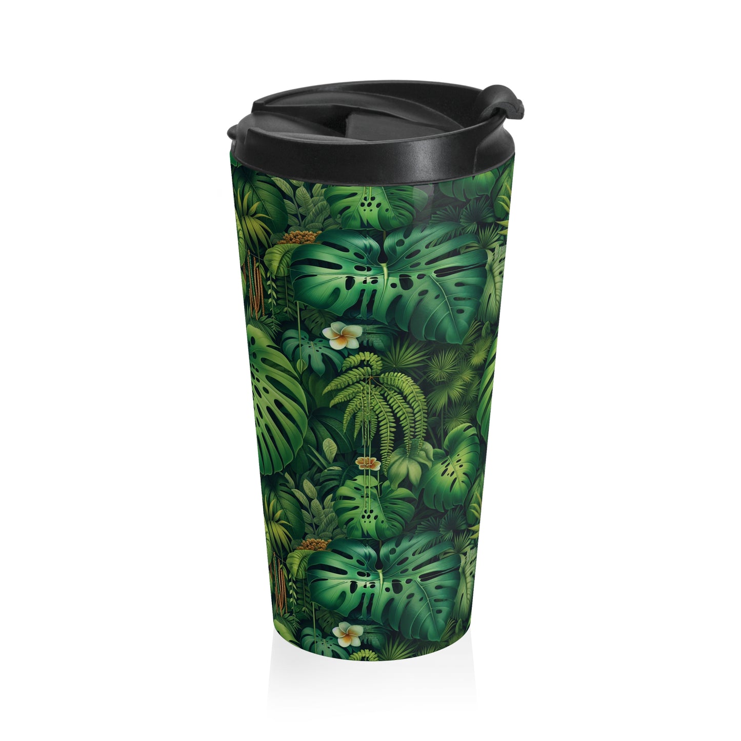 15 oz. Stainless Steel Travel Mug / Tropical Rainforest Leaves