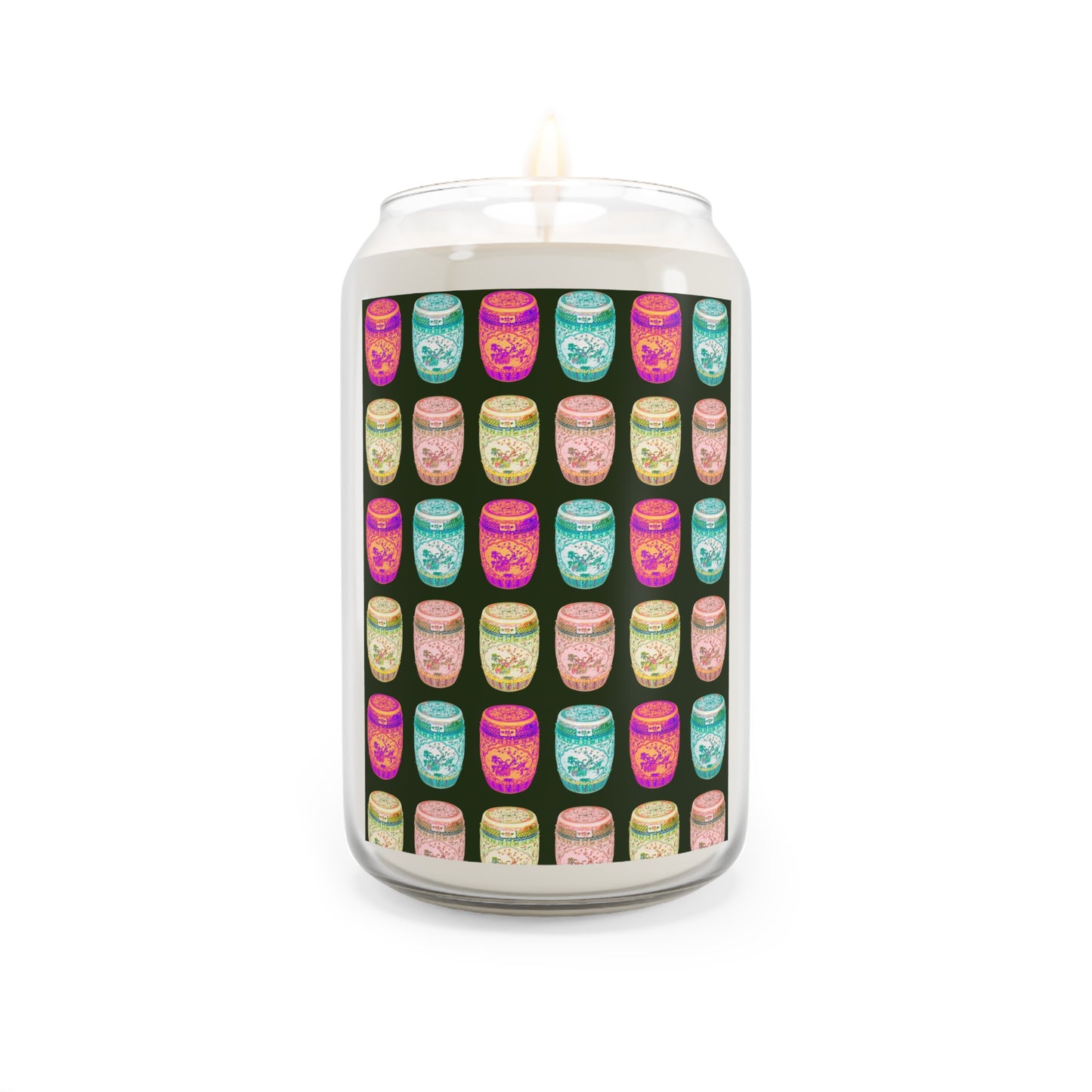 Scented Candle, 13.75oz - Pop Art Porcelain Stools, Repeat Black