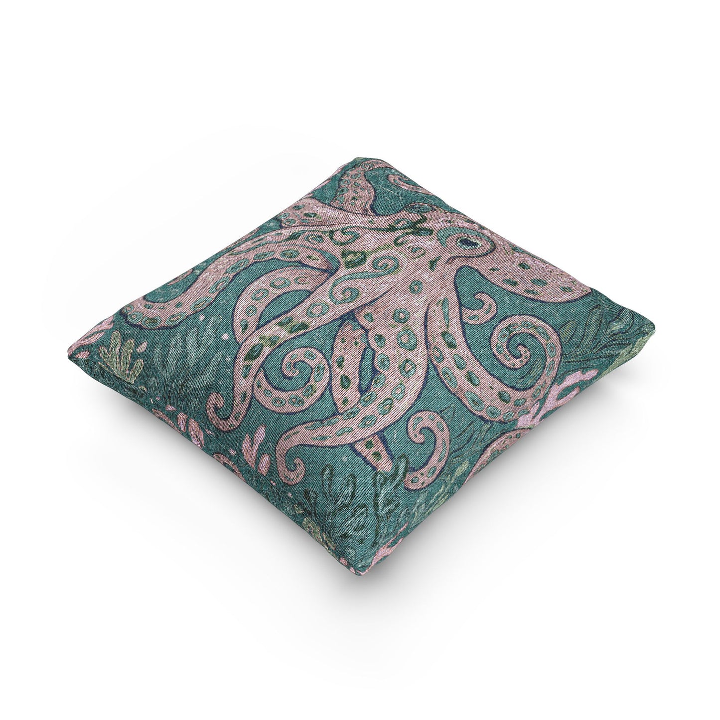 Woven Pillow, 17"W x 18"L ~ Octopus Kraken Joe, Purple