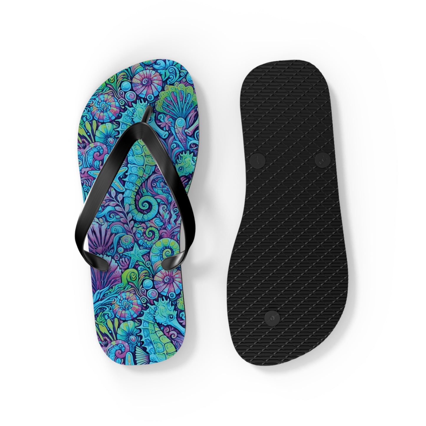 Flip Flops - Seahorses/Turquoise Pop