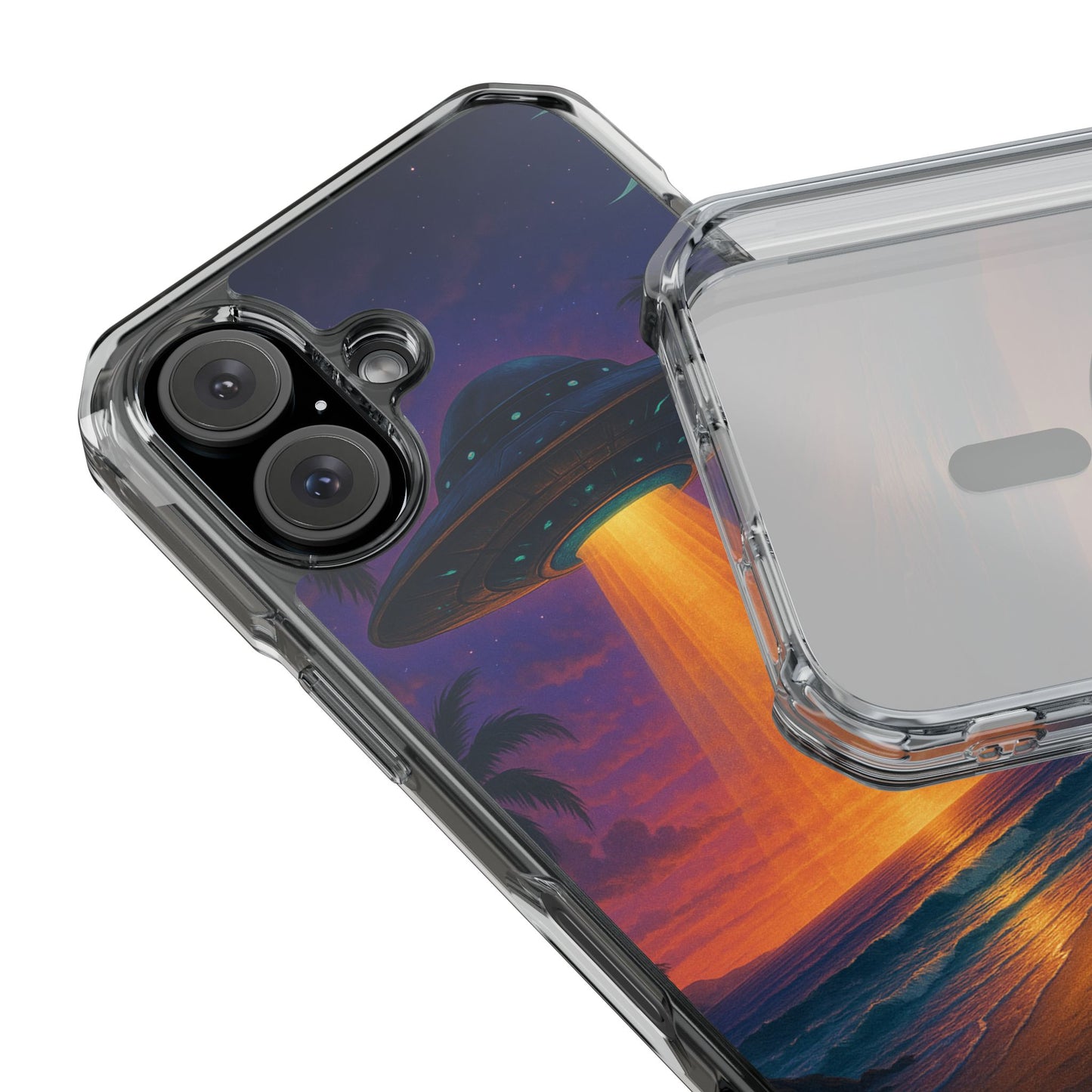 Beach UFO at Night Magnetic Clear Phone Case, Many Models