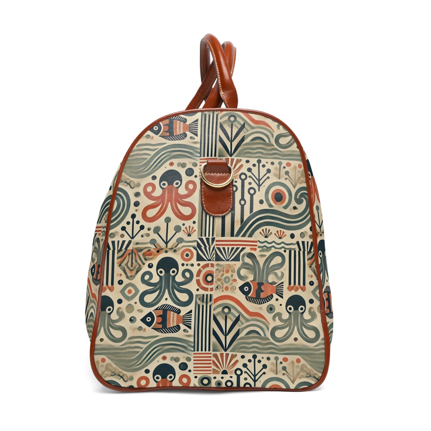 Tropical Waterproof Travel Bag - Perfect for Beach Getaways / Mid-Century Octopus