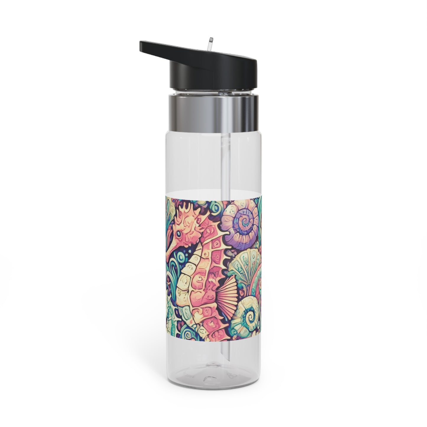 Tropical 20oz Tritan Sport Water Bottle -  Leakproof, Lightweight, BPA-Free / Seahorse Trio, Retro Macro