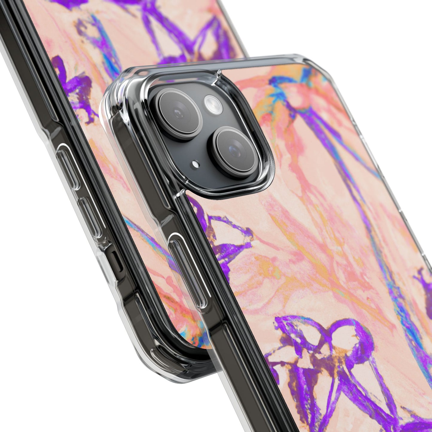 Tropical Doodles/Peach Magnetic Clear Phone Case, Many Models