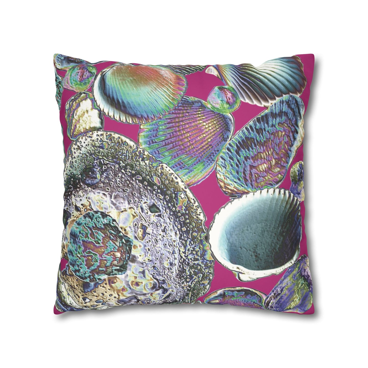 Faux Suede Square Pillowcase - Heatwave Seashell Collection, Pink