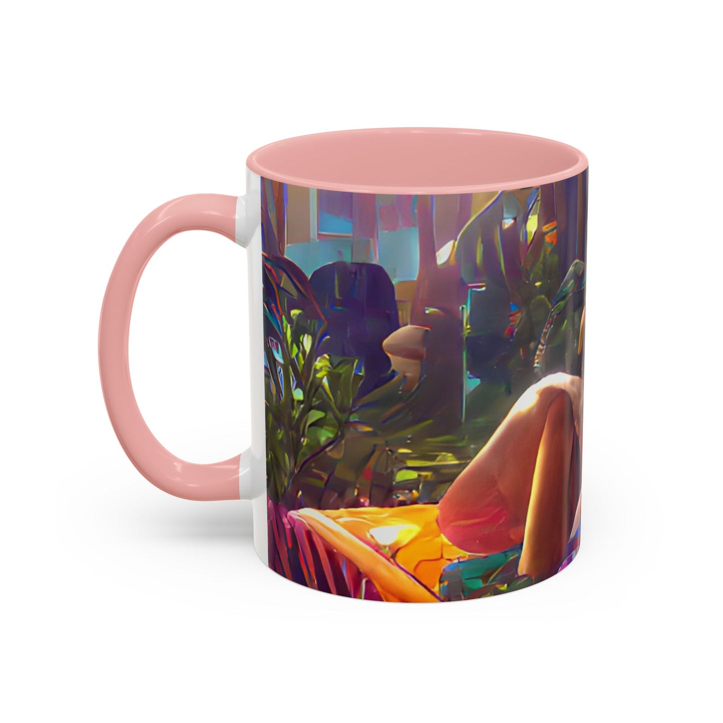 Accent Coffee Mug (11, 15oz) - Midnight Kiss in Tropical Garden