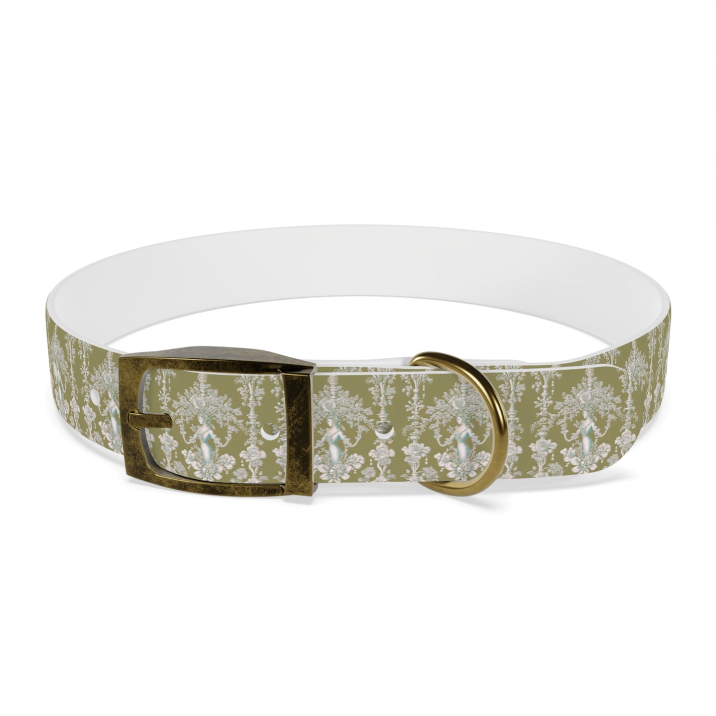 Dog Collar - Pearl Lady Toile, highborn green