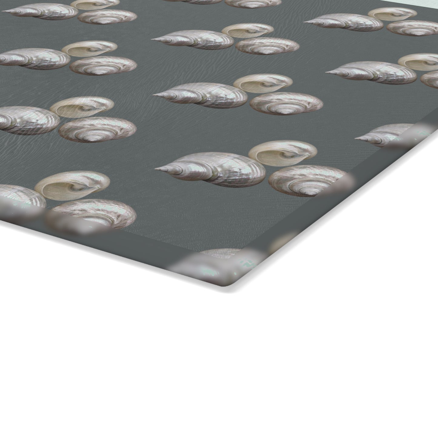 Glass Cutting Board, 2 sizes - White Nautilus Trio, dark grey