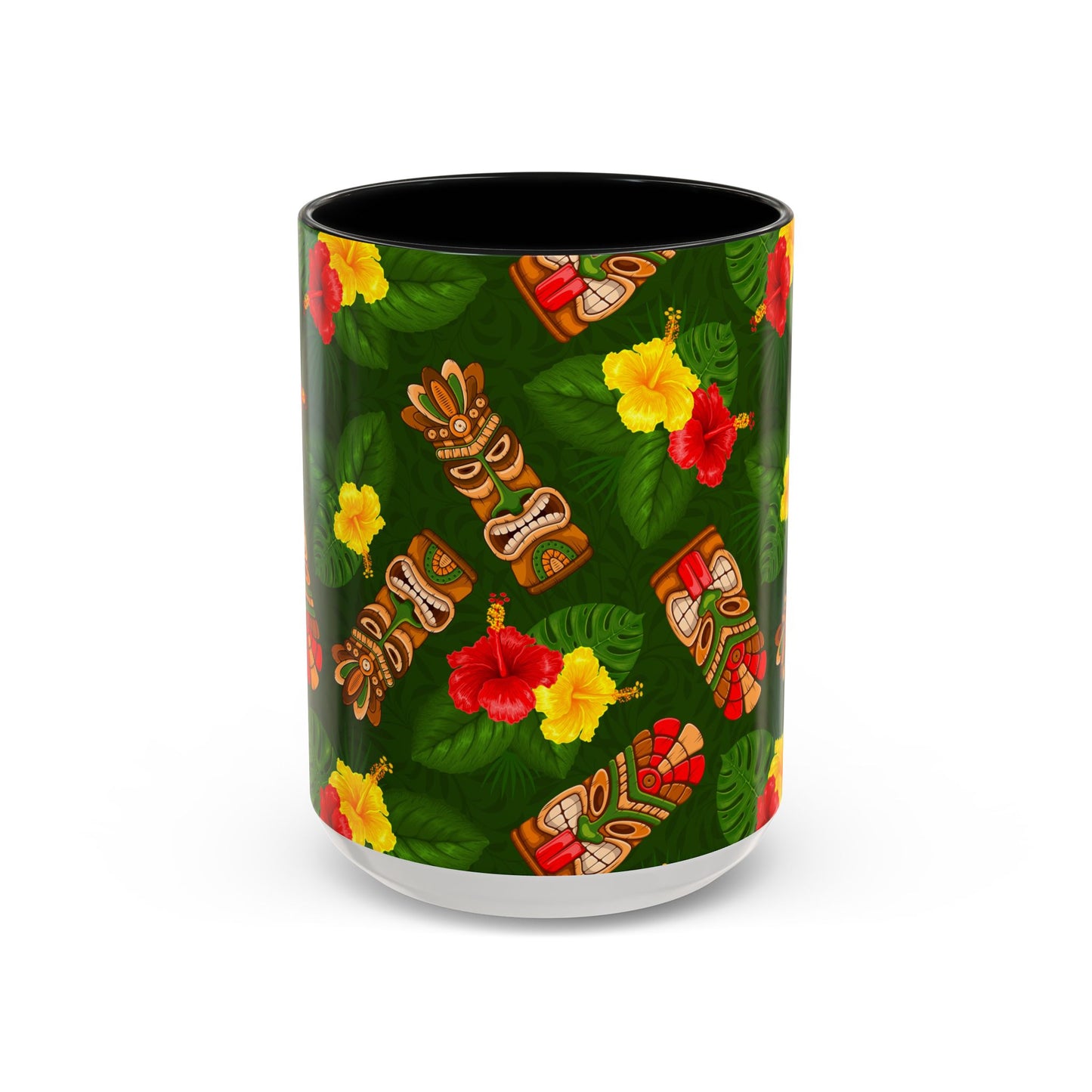 Accent Coffee Mug (11, 15oz), 8 Colors - Tiki Hibiscus Garden