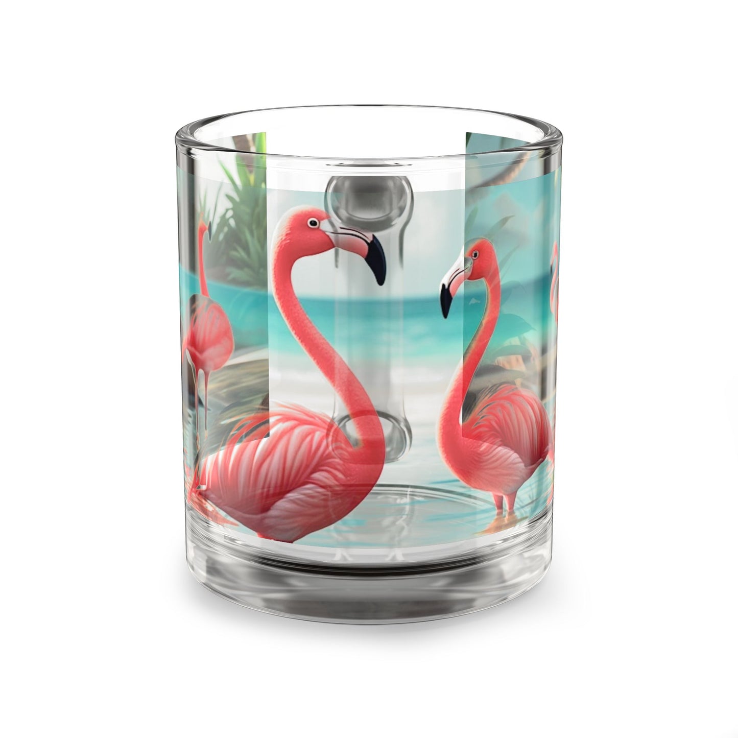 Tropical Glass Mug - 10oz Coffee Cup / Flamingo Morning Dip