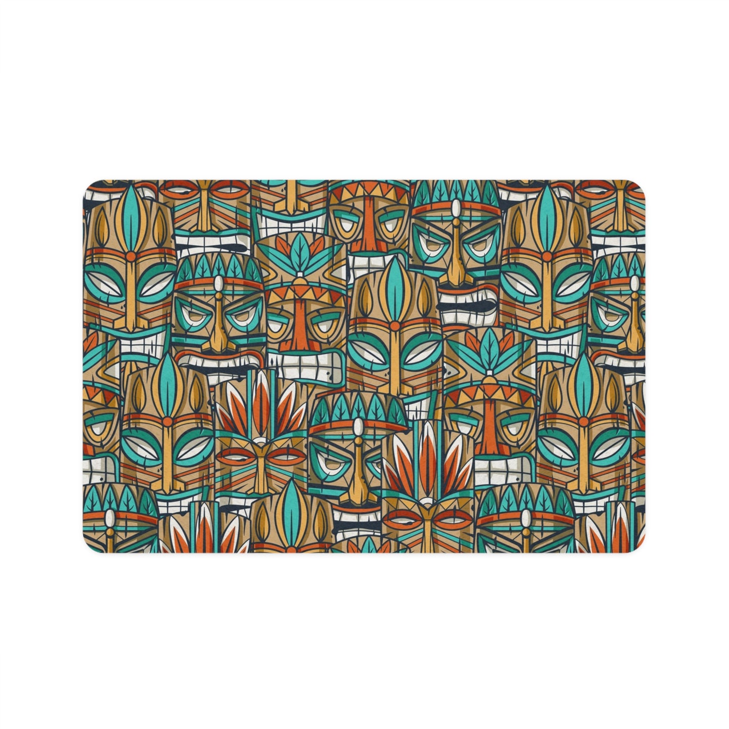 Pet Food Mat (12x18) - Turquoise Tiki Party