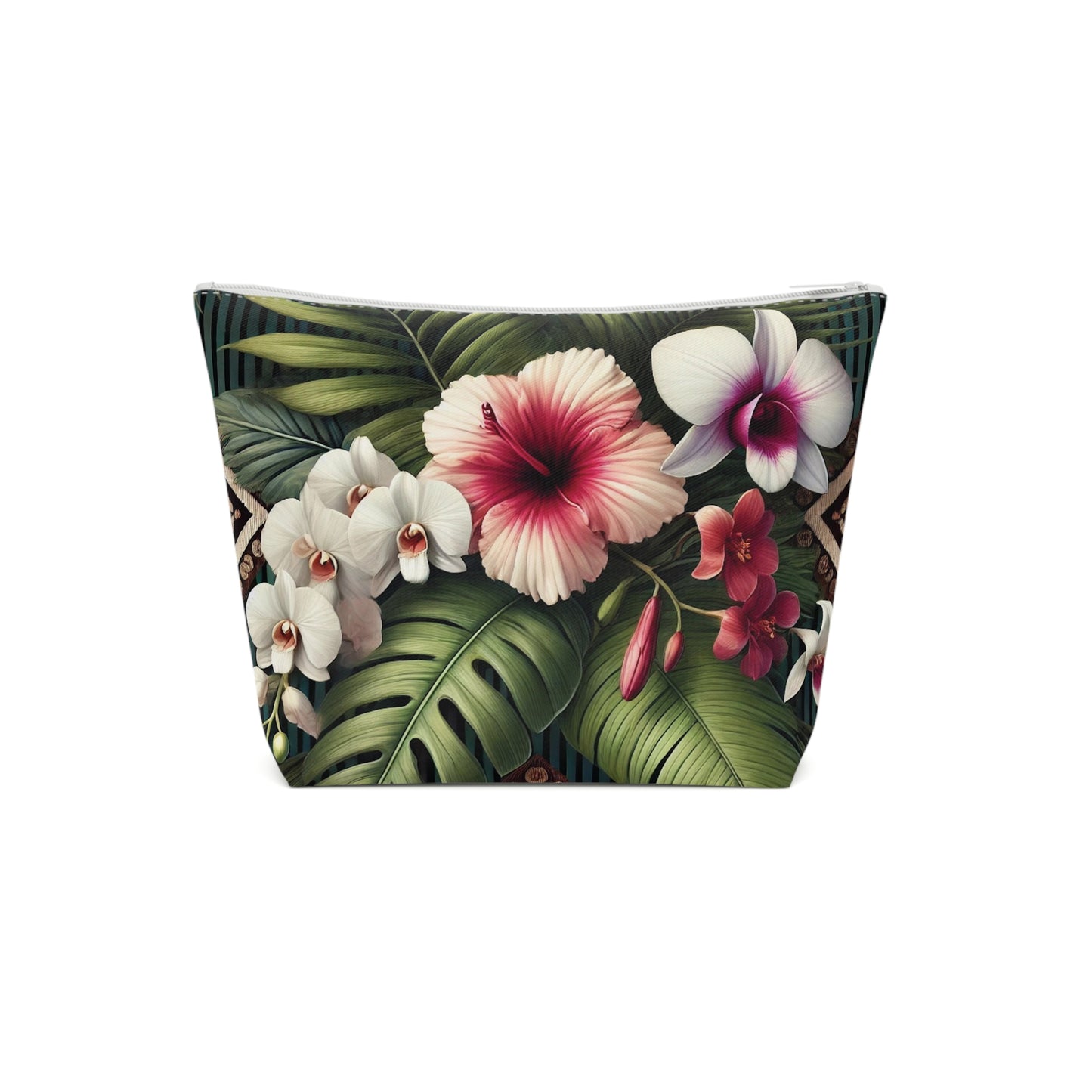 Tropical Cotton Cosmetic Bag, Makeup Pouch, 5 Sizes / Tiki Orchids