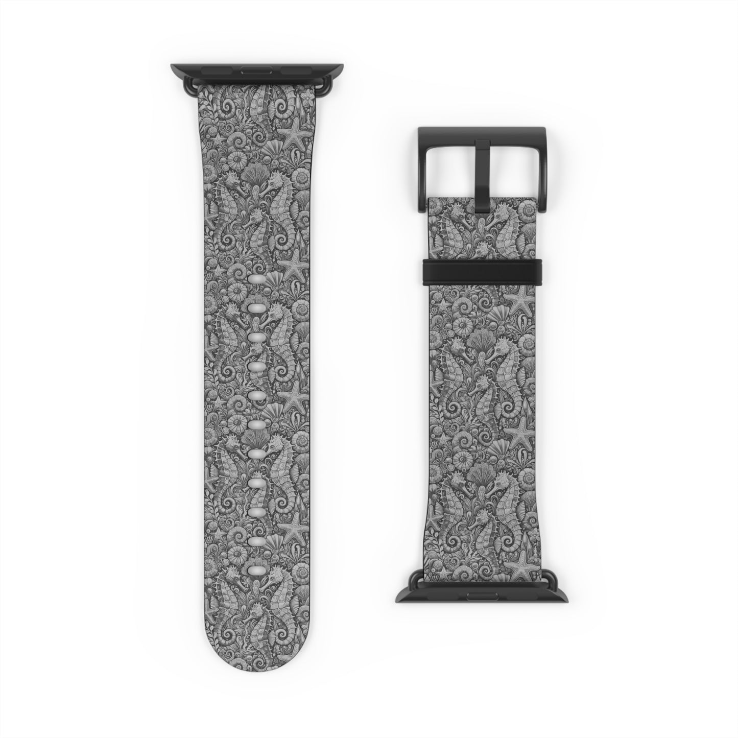 Apple Watch Band - Tropical Seahorse Trio, Noir