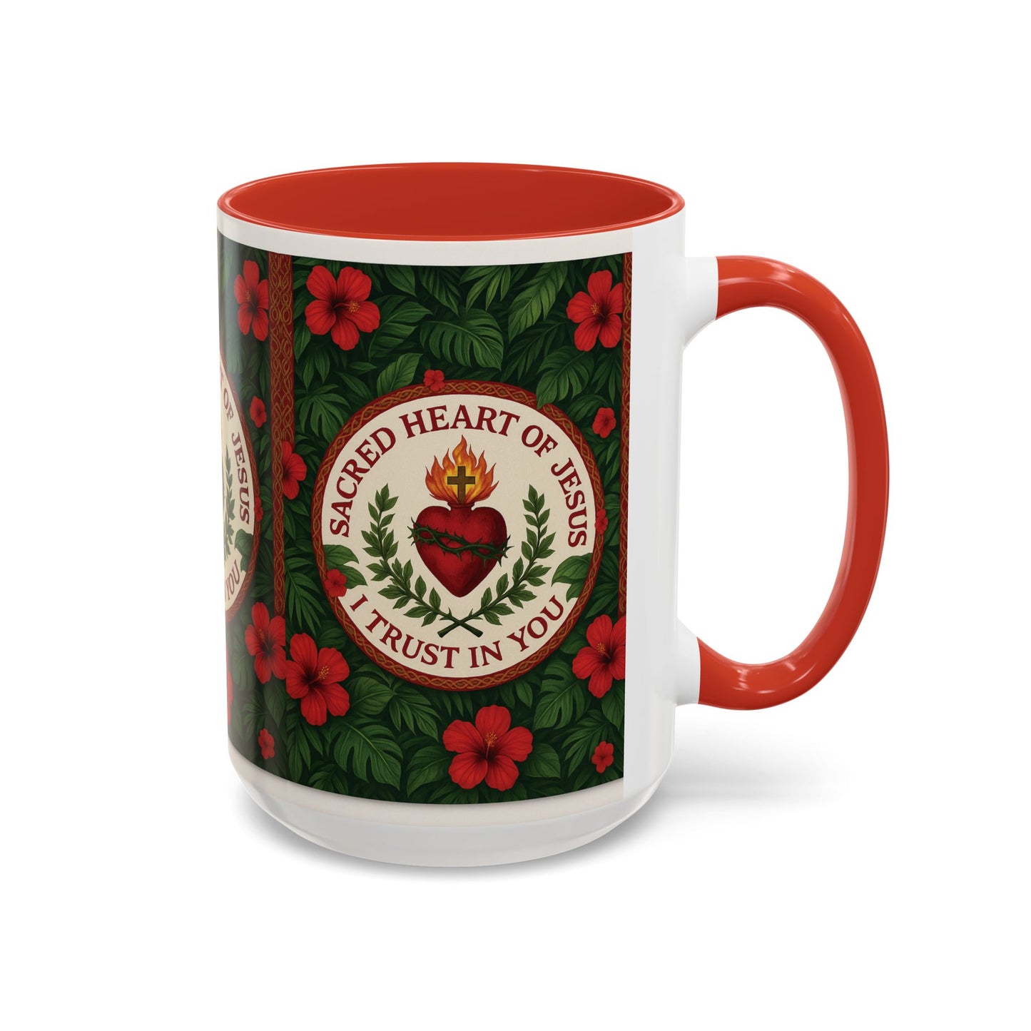 Religious Accent Color Coffee Mug (11, 15oz) / Sacred Heart of Jesus Prayer, Various Colors