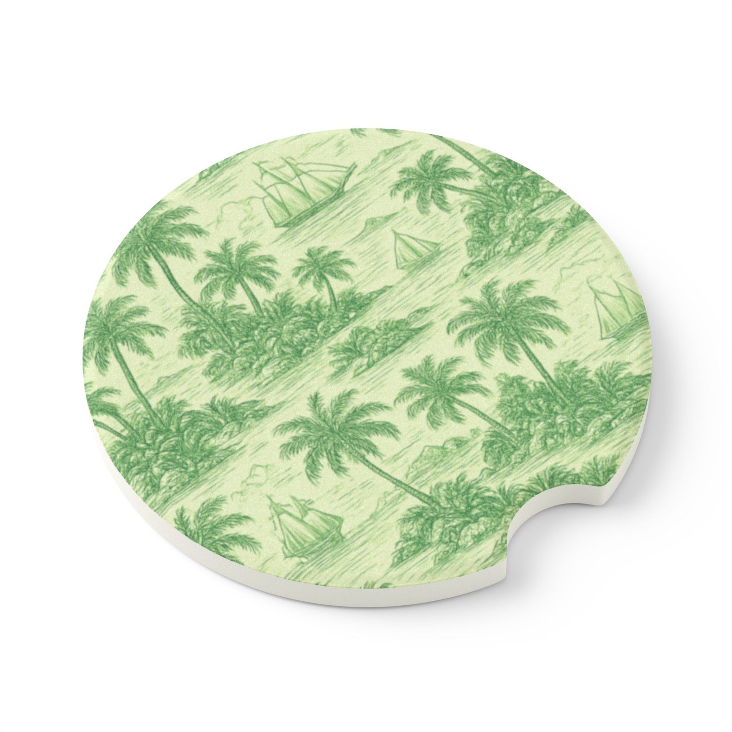 Soapstone Car Coaster - Faraway Toile/Green