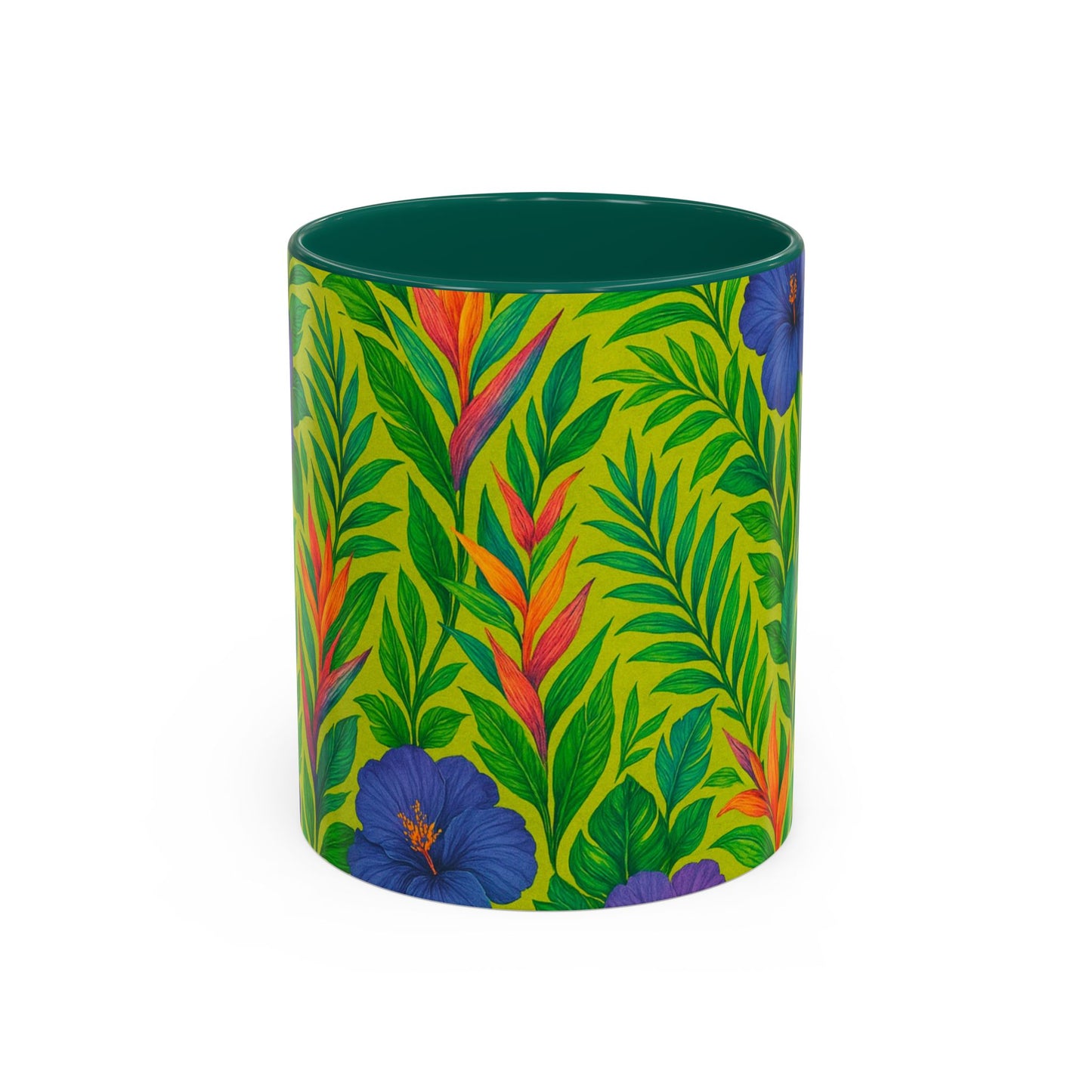 Vibrant Floral Coffee Mug - 11oz & 15oz / Midnight Flower Lime